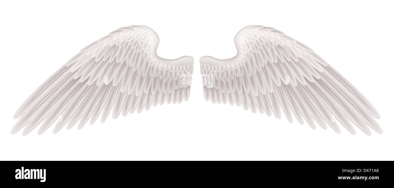 Une illustration d'une paire de belles ailes blanches se propager. Banque D'Images