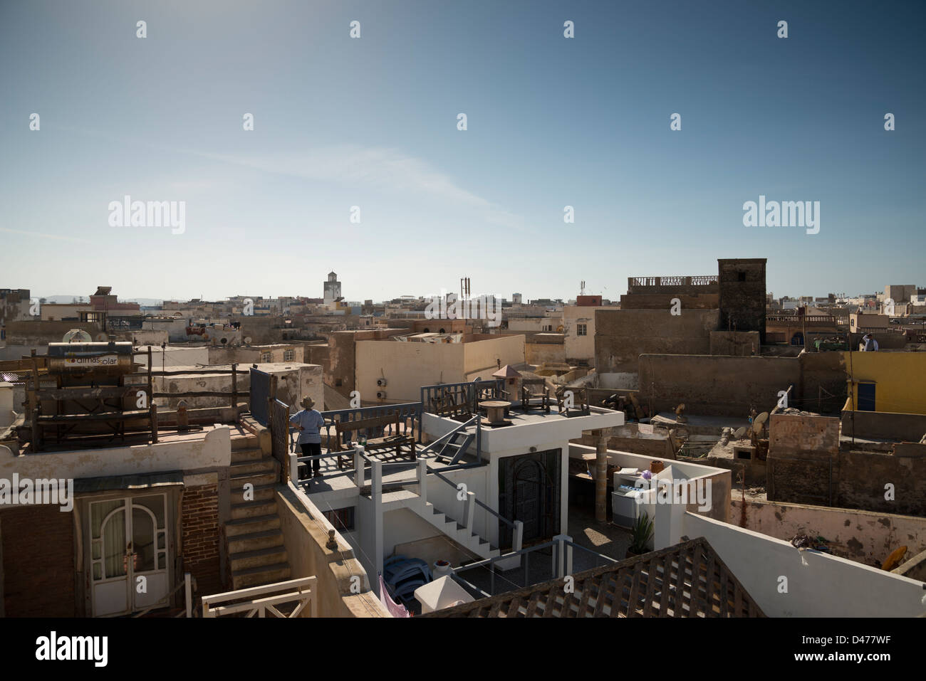 La vue sur les toits de la Médina d'Essaouira, Maroc Banque D'Images