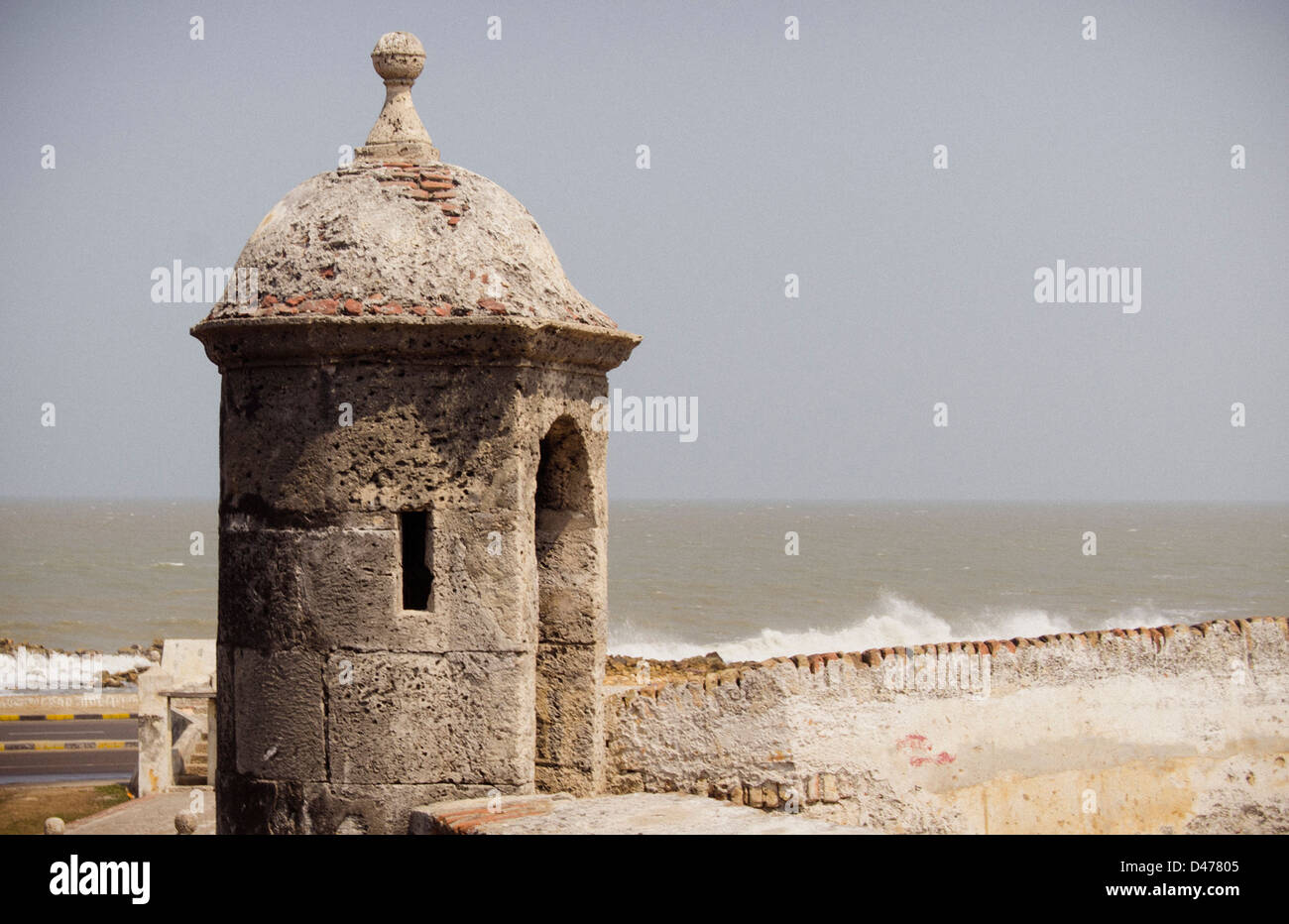 Les murs de la ville et la mer, Carthagène, Colombie Banque D'Images