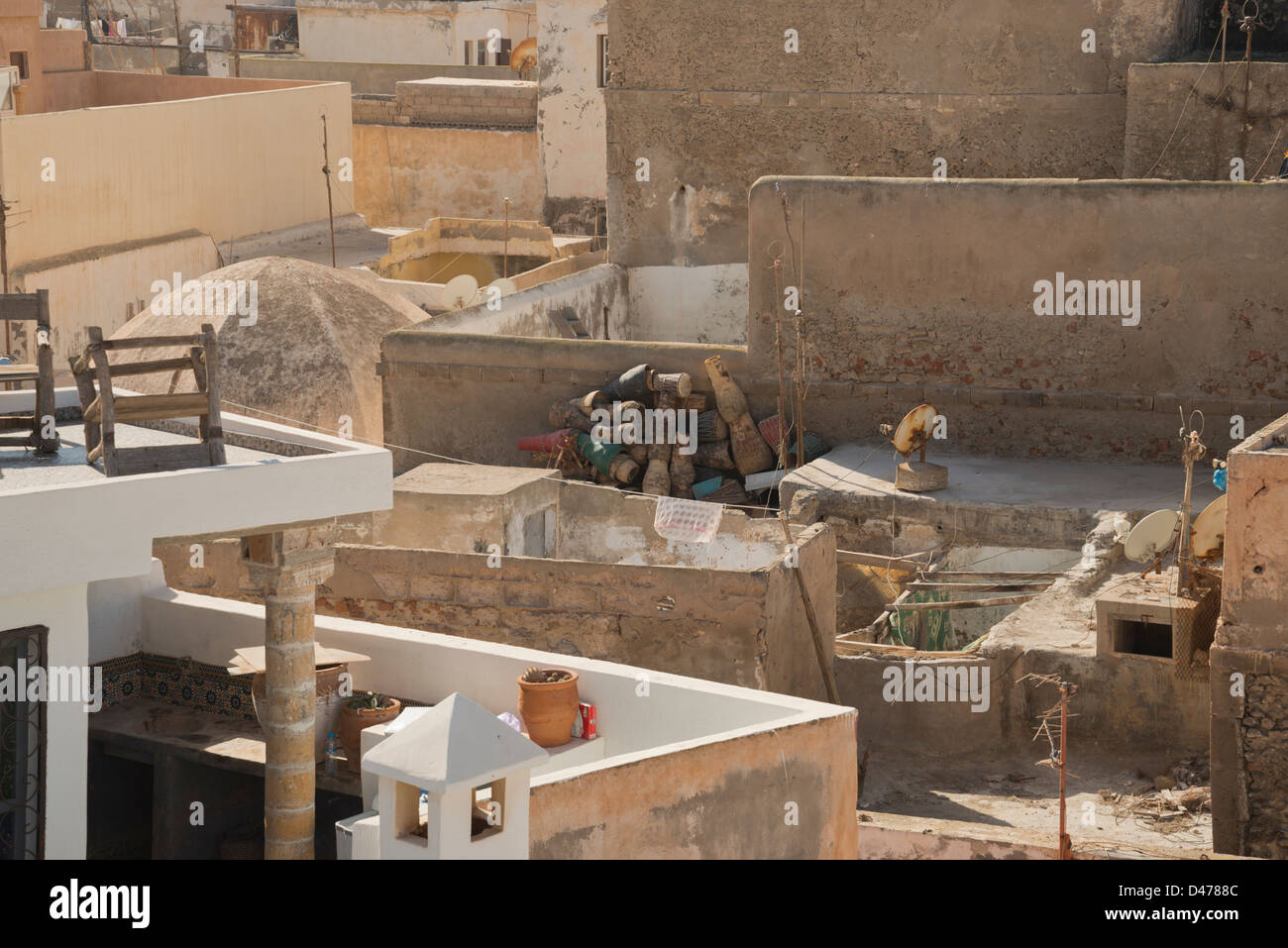 La vue sur les toits de la Médina d'Essaouira, Maroc Banque D'Images