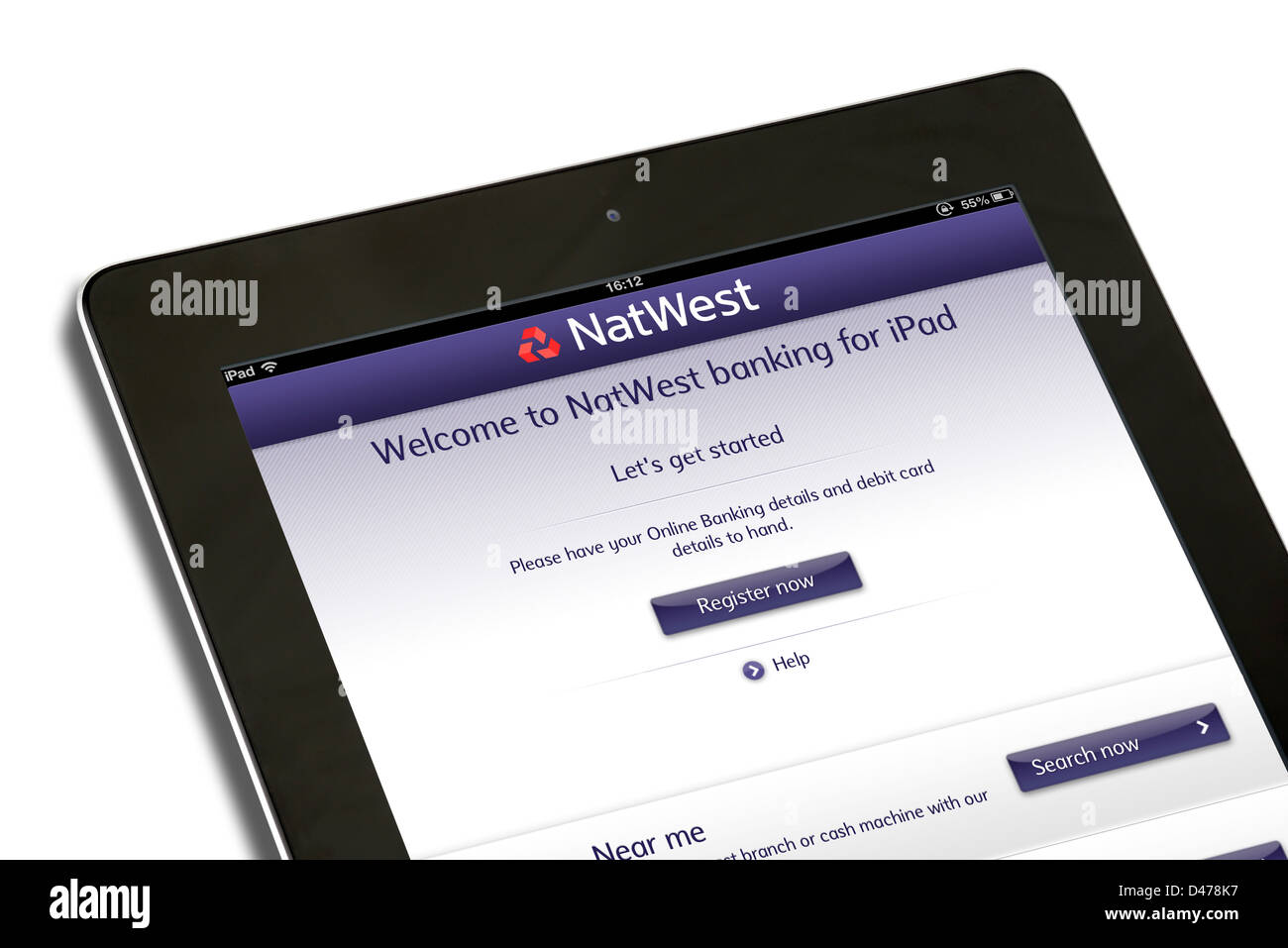 L'inscription aux services bancaires en ligne banque NatWest sur un iPad 4, UK Banque D'Images