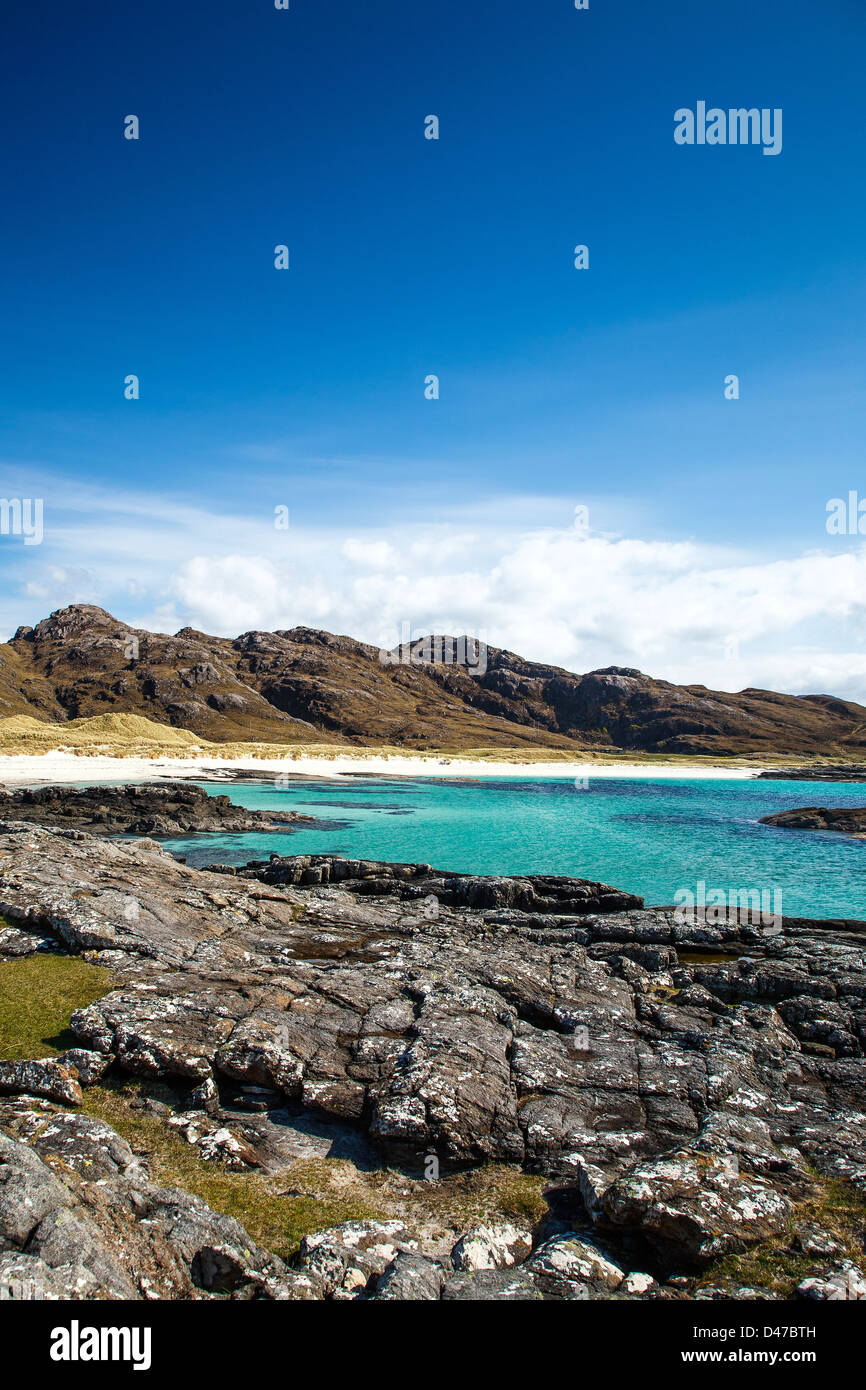 La plage de sable blanc de la baie de Sanna, Ardnamurchan, Highlands, Scotland UK Banque D'Images