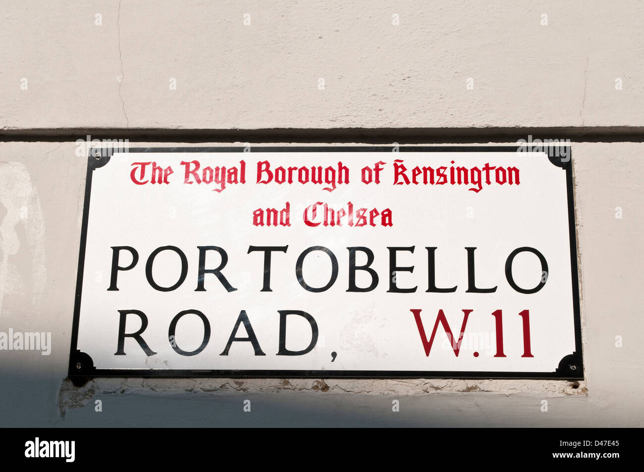 Plaque de rue Portobello Road, Notting Hill, London, W11, UK Banque D'Images