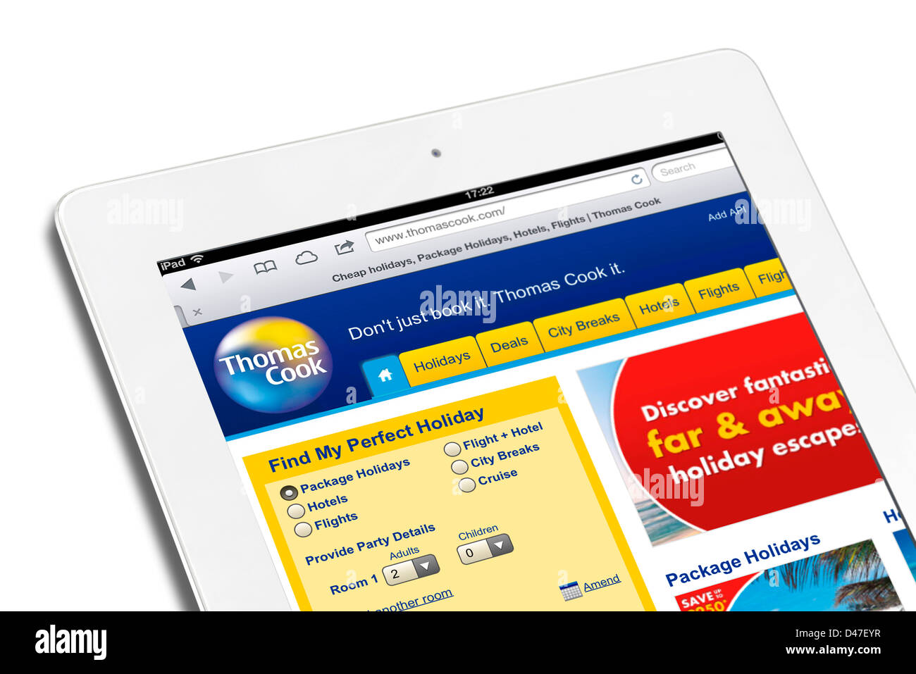 Réservation d'un appartement de vacances sur le site web de Vacances Thomas Cook, UK Banque D'Images