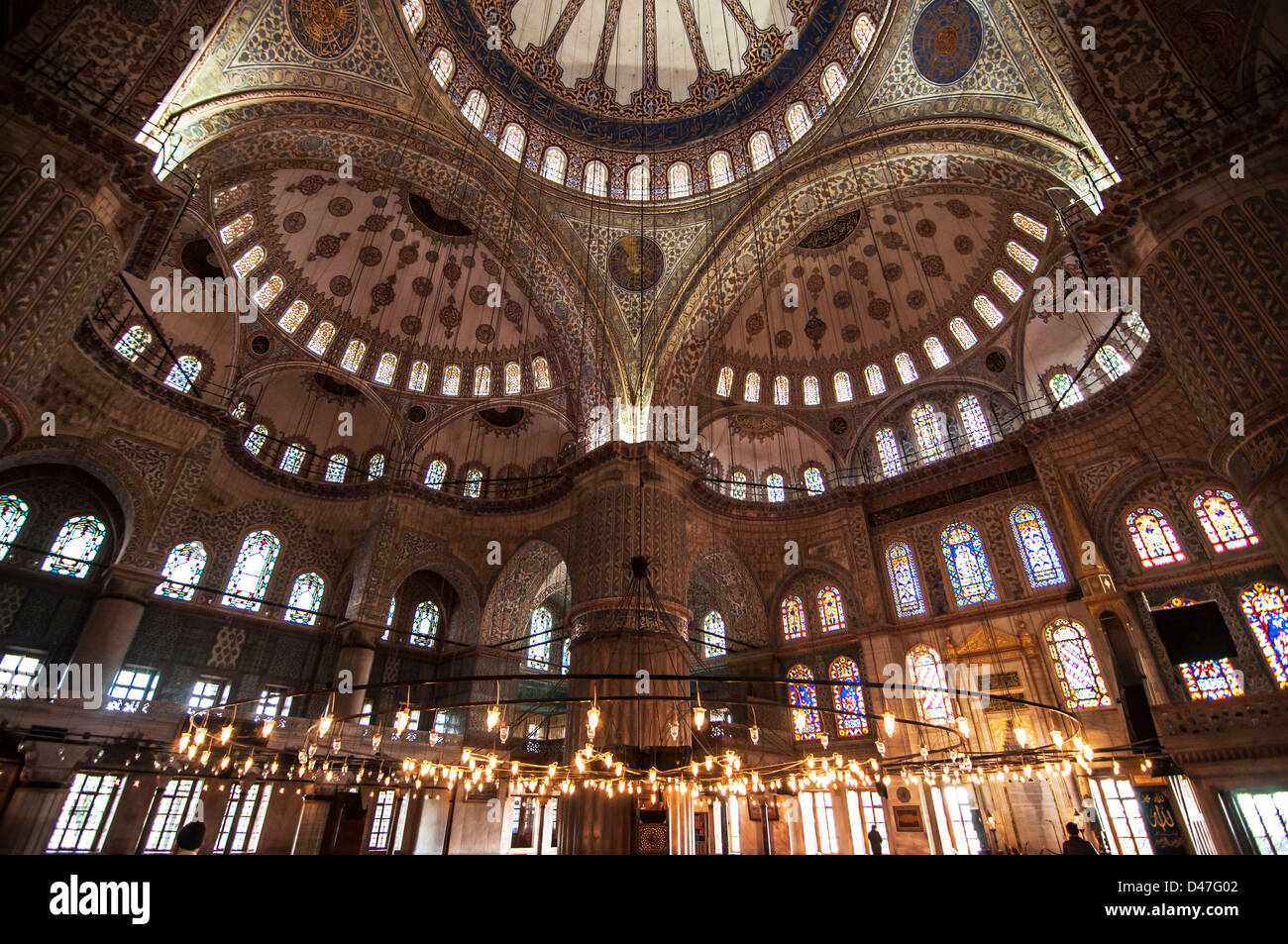 À l'intérieur de la Mosquée Bleue à Istanbul, Turquie Banque D'Images