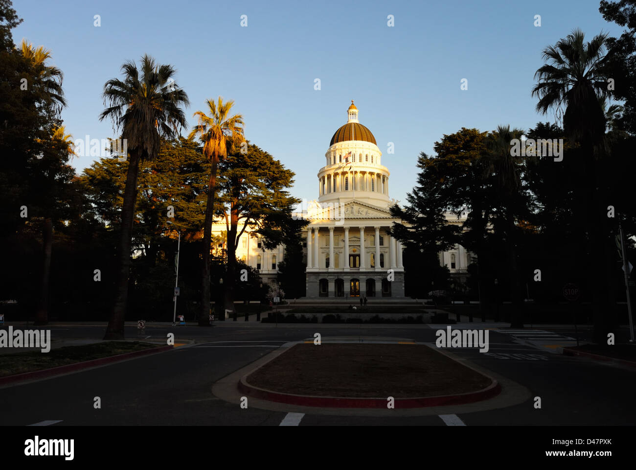 Le Capitole de Sacramento au coucher du soleil, Californie CA Banque D'Images