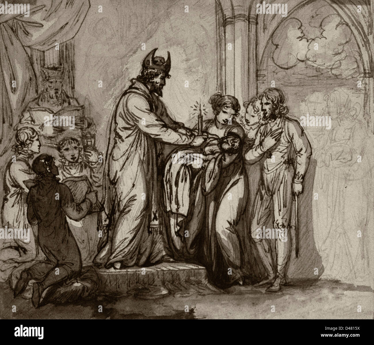 Le baptême d'Édouard I -roi de France - 1239-1307. Banque D'Images