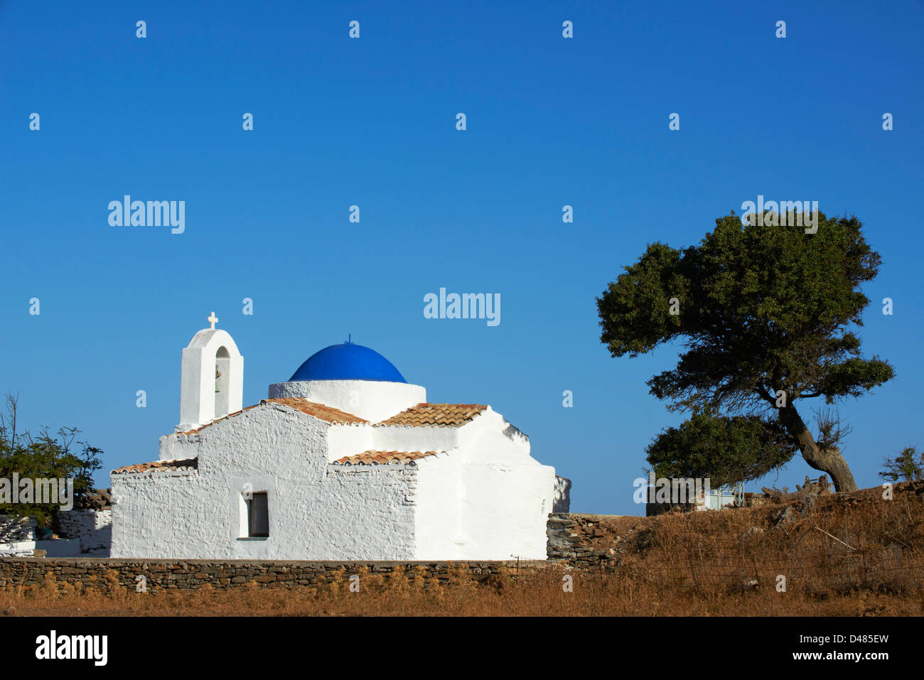 La Grèce, l'île des Cyclades, l'île de Kéa, église Agii Apostoli Banque D'Images