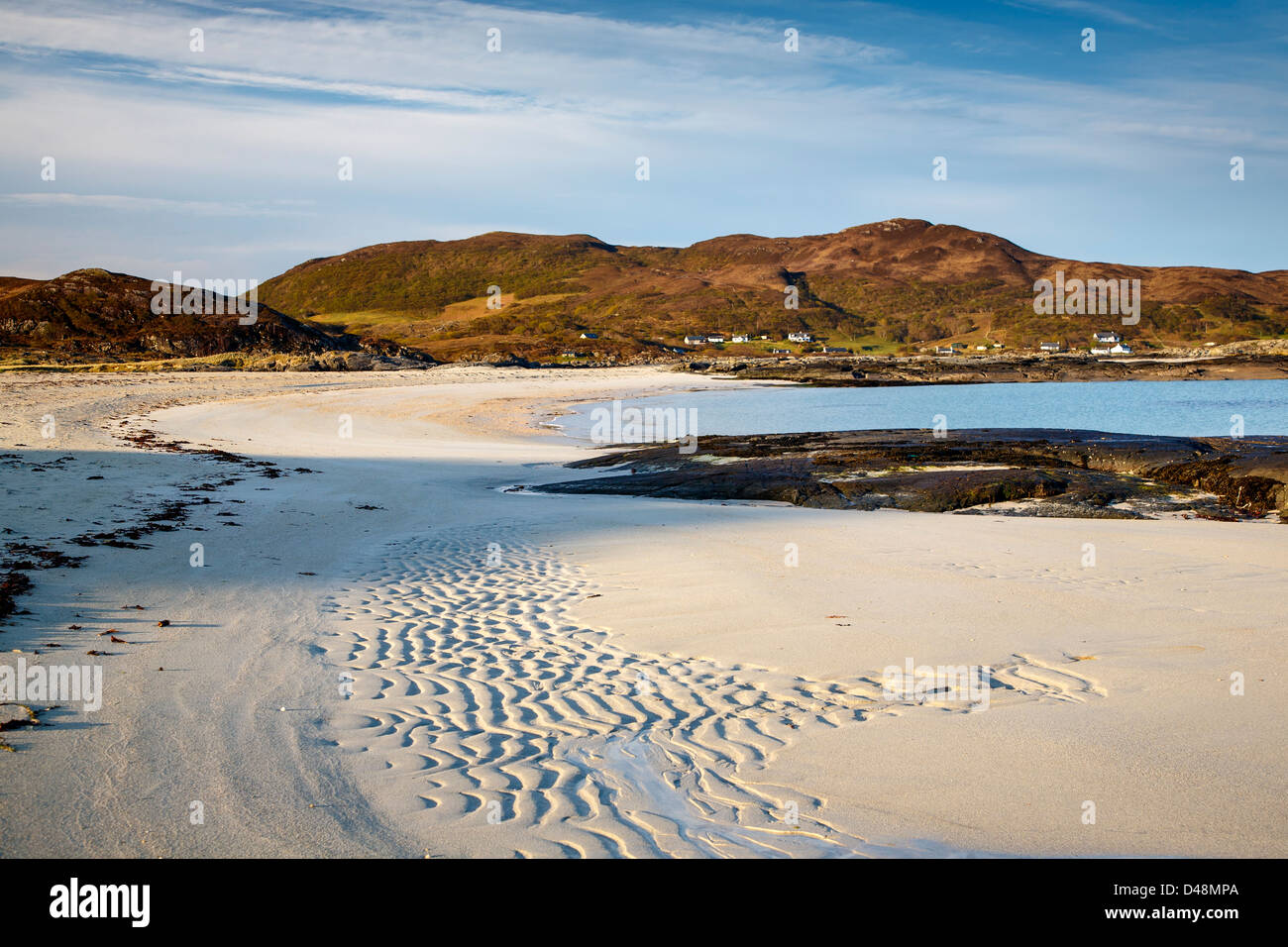 La plage de sable blanc de la baie de Sanna, Ardnamurchan, Highlands, Scotland UK Banque D'Images