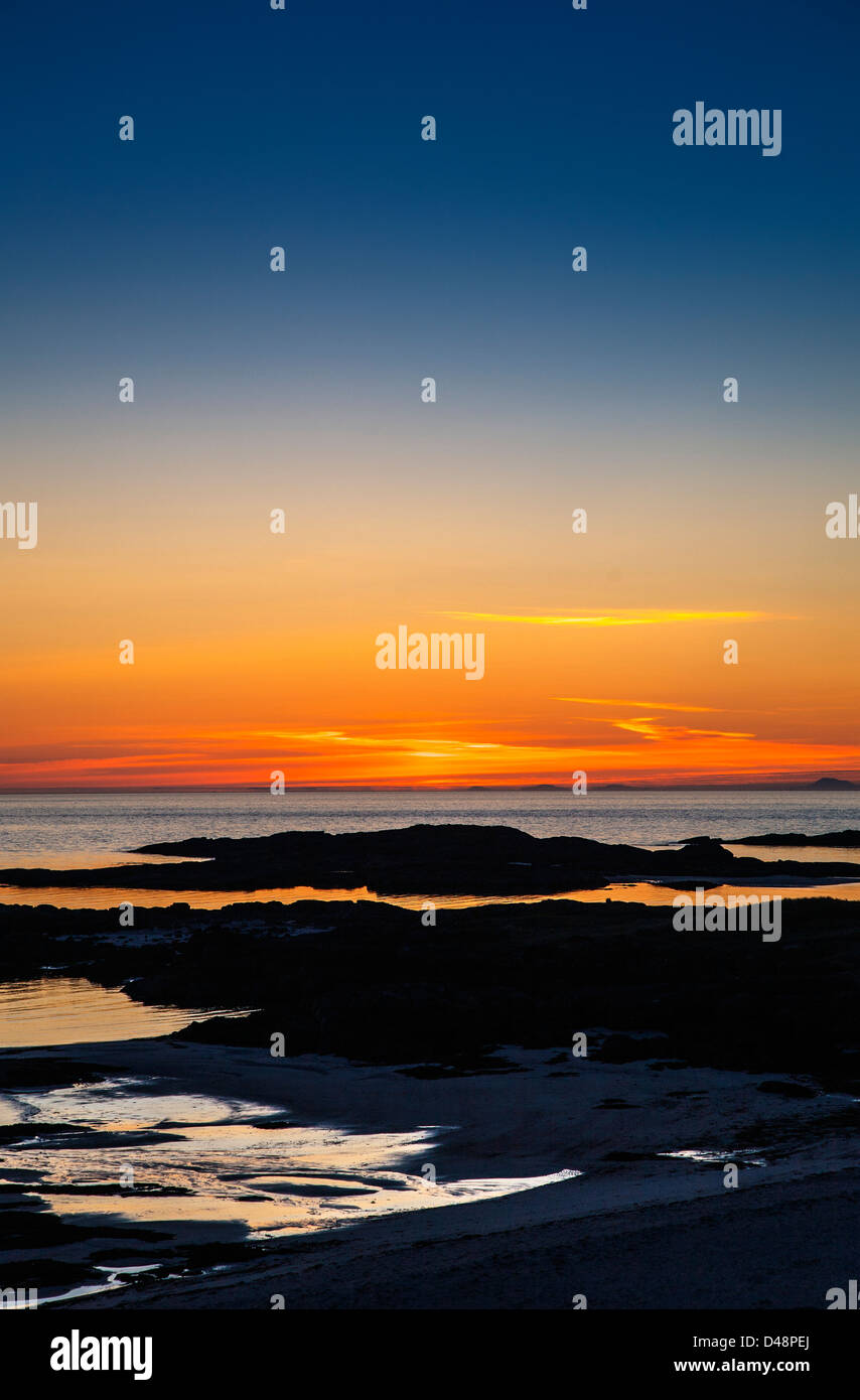 Coucher du soleil à Sanna Bay, Ardnamurchan, Highlands, Scotland UK Banque D'Images
