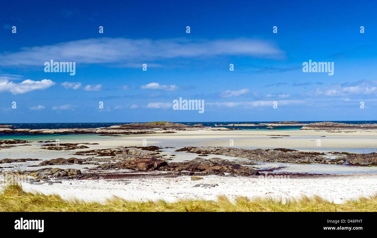 La plage de sable blanc de la baie de Sanna, Ardnamurchan, Highlands, Scotland, UK Banque D'Images