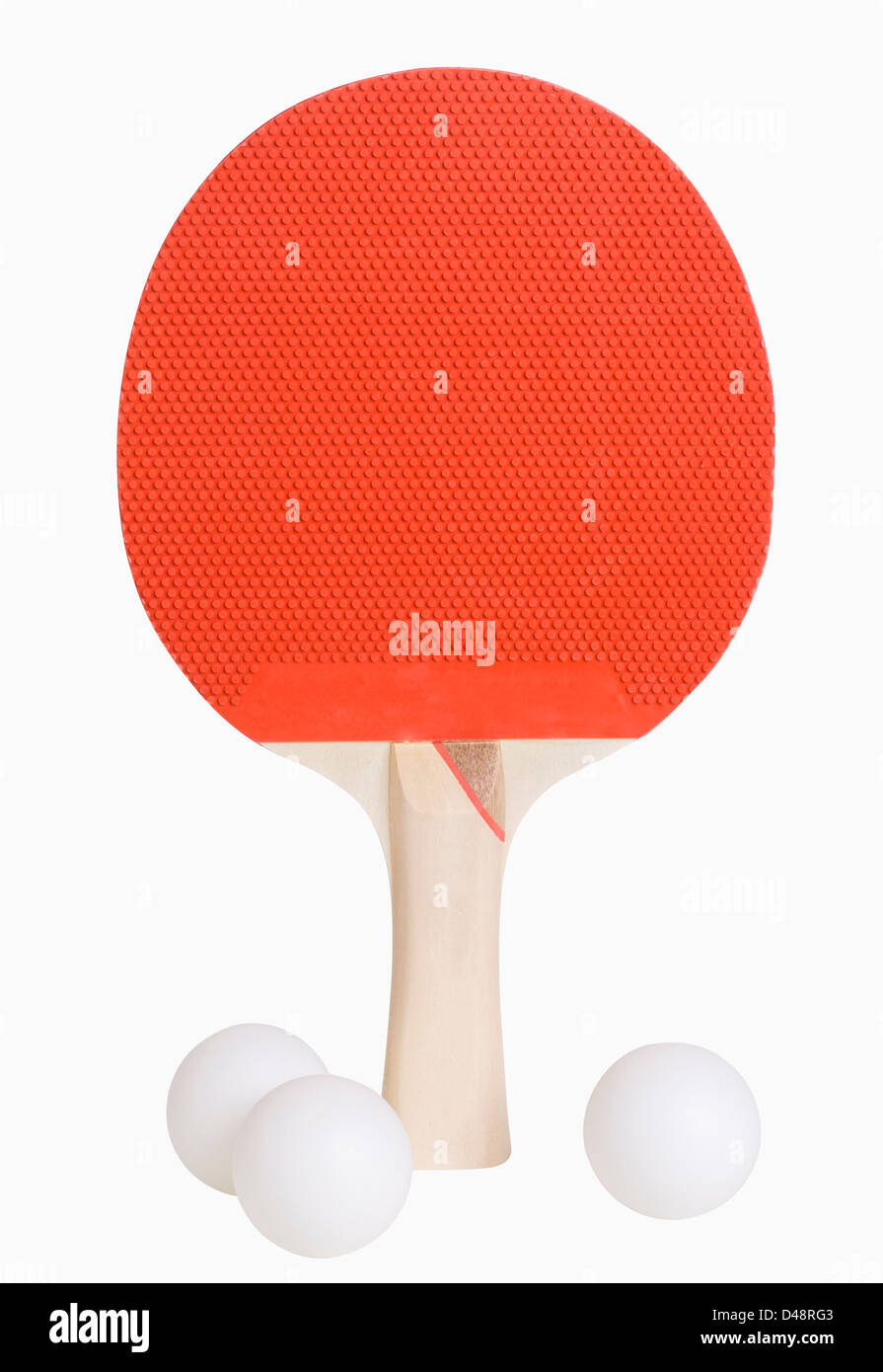 Ping Pong paddle et boules isolé sur blanc, comprend des chemins de détourage Banque D'Images
