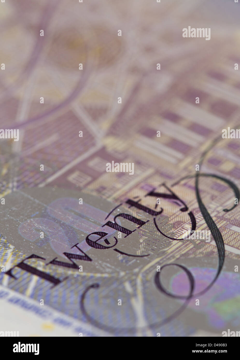 Close up €20 note de 20 livres Banque D'Images