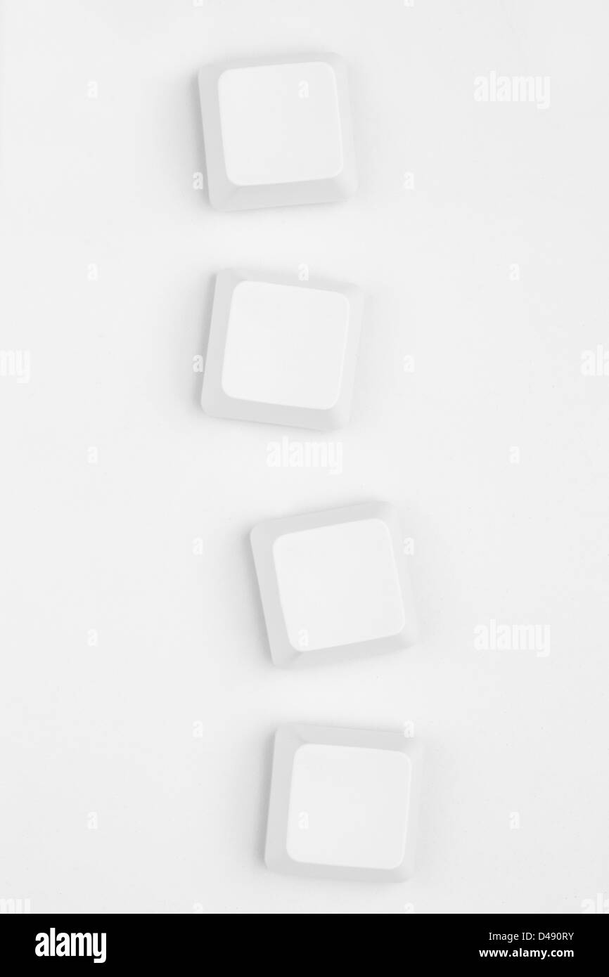 Quatre touches blanches du clavier de neutre Banque D'Images