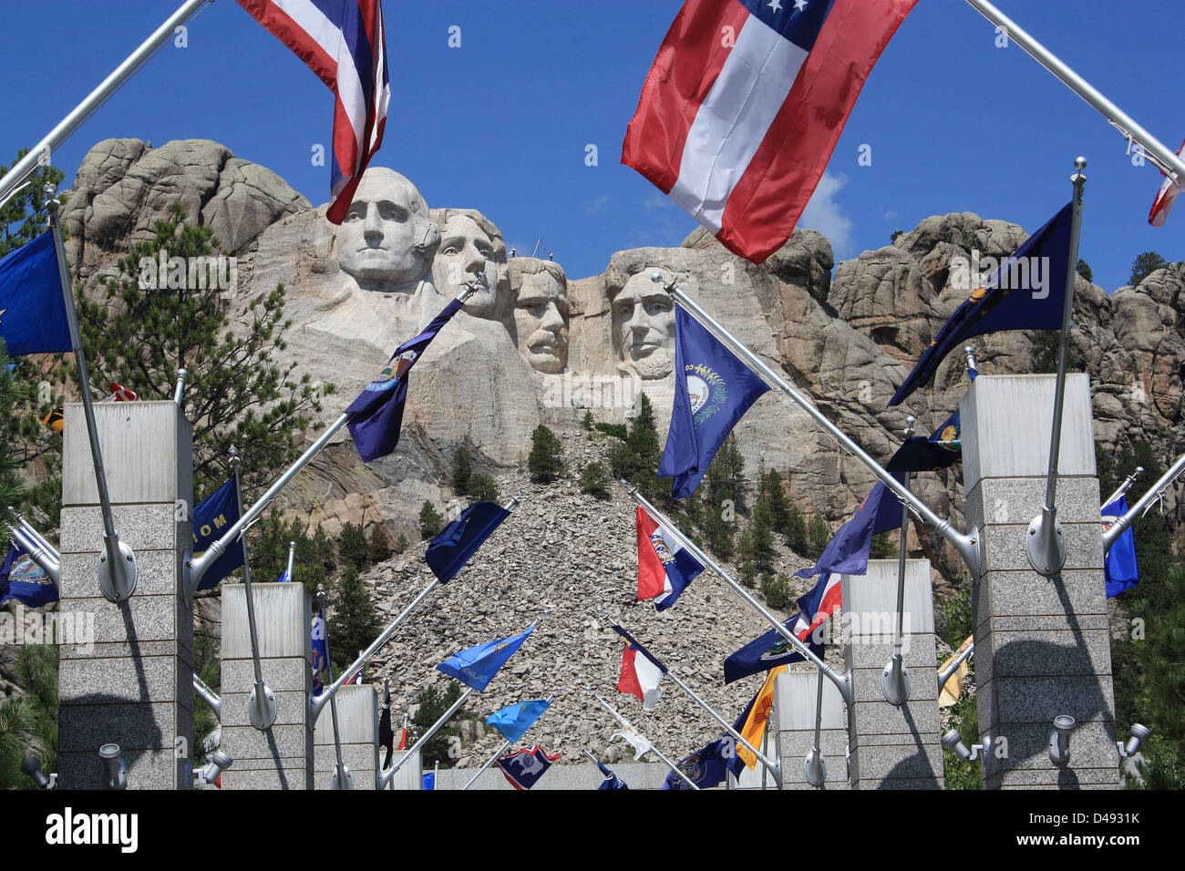 Le Mount Rushmore National Memorial, sculpture en granit , visage, Rushmore, Keystone, South Dakota, United States. Banque D'Images