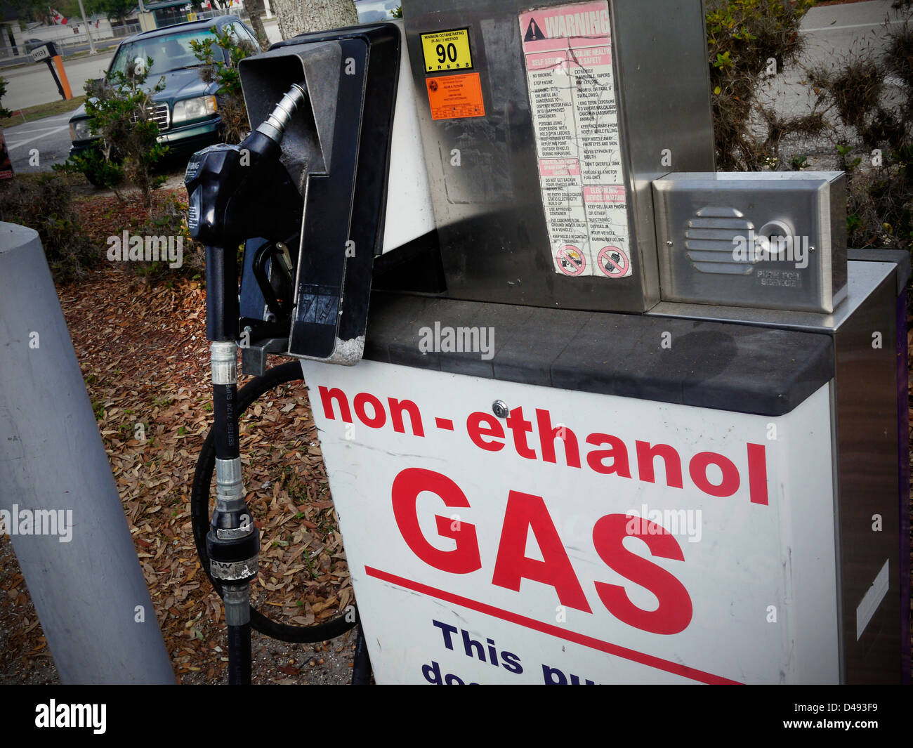 Certains moteurs ne sont pas bien à l'éthanol, certaines stations offrent un pur tous les gaz de pétrole, comme celui-ci en Floride Banque D'Images