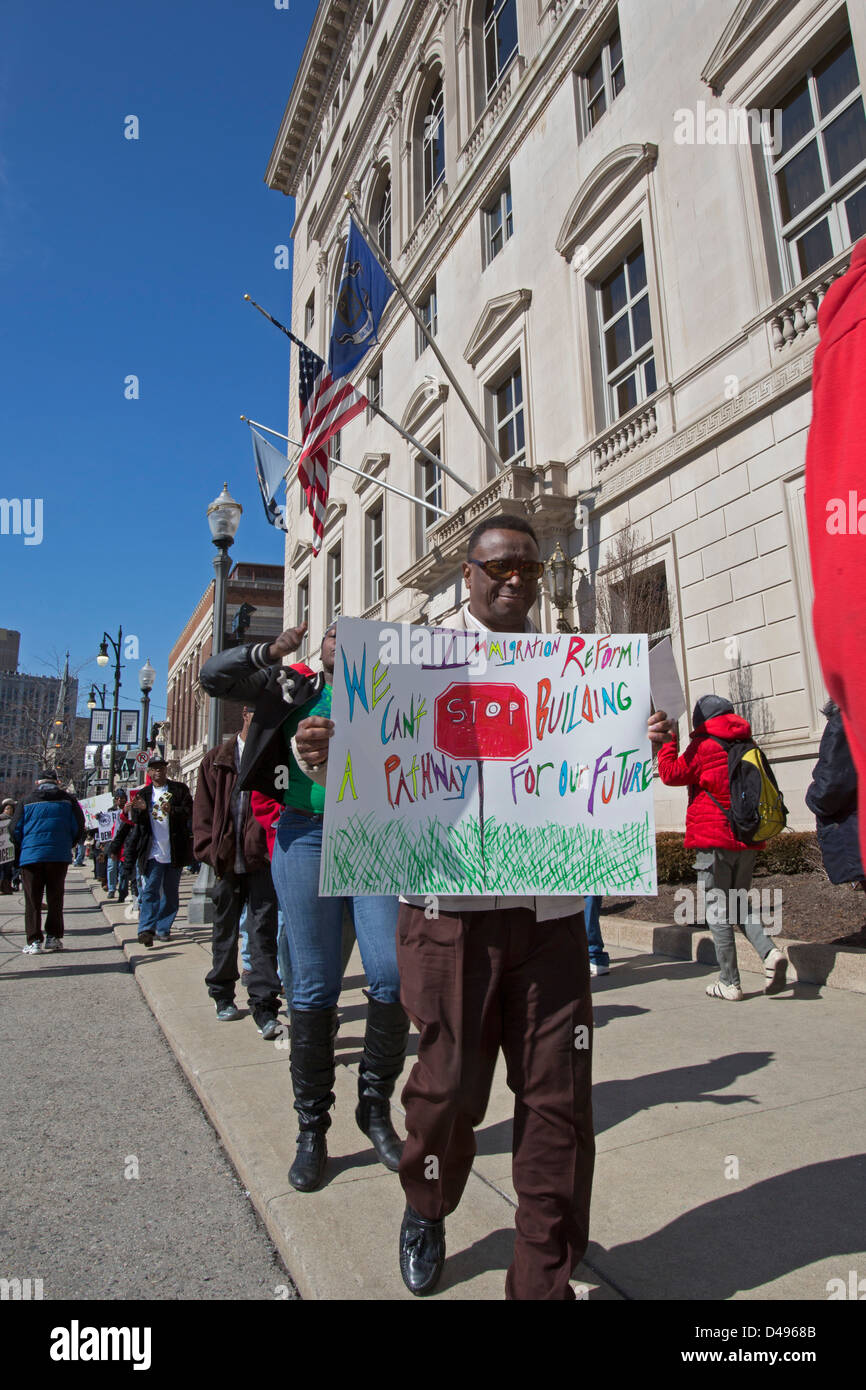 Detroit, Michigan - les résidents de Détroit rassemblement pour la réforme de l'immigration. Banque D'Images