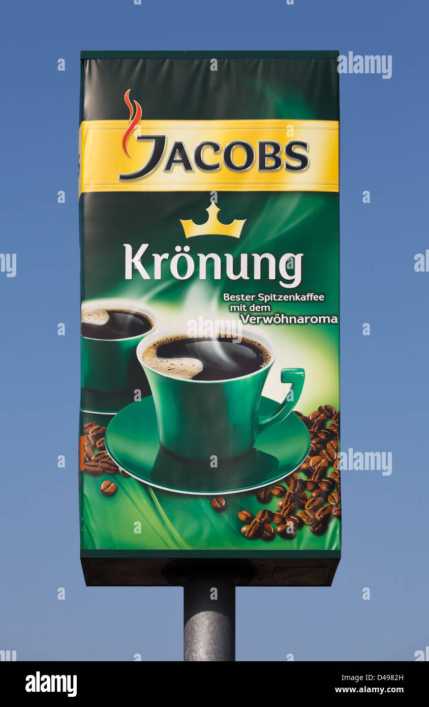 Berlin, Allemagne, l'affichage extérieur pour Jacobs coronation à l'usine Kraft Foods à Berlin-Neukoelln Banque D'Images