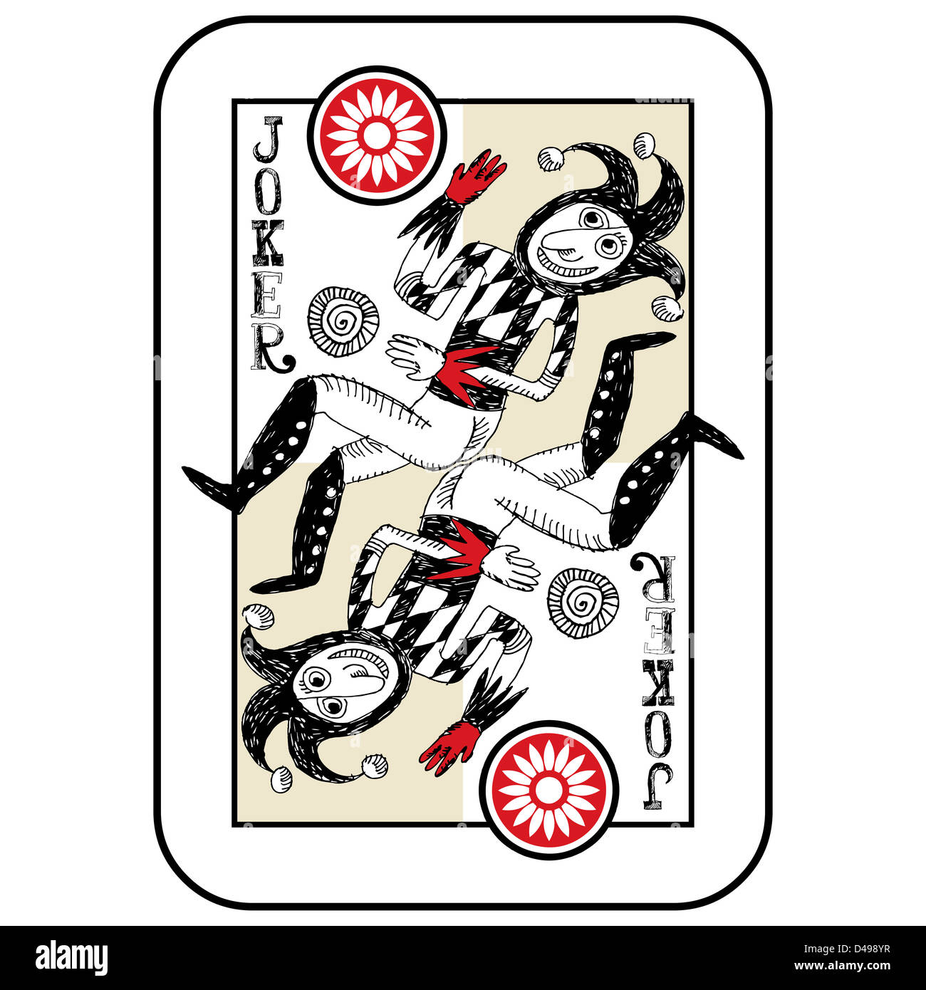 Jeu de cartes dessiné à la main, doodle Joker Banque D'Images