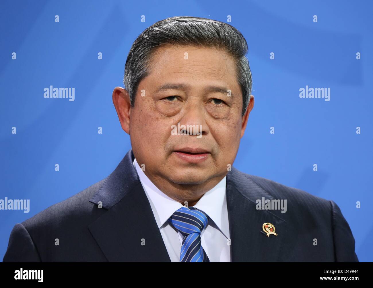 Le président indonésien Susilo Bambang Yudhoyono prend part à une conférence de presse au cours de sa visite à Berlin, Allemagne, 5 mars 2013. Photo : Stephanie Pilick Banque D'Images