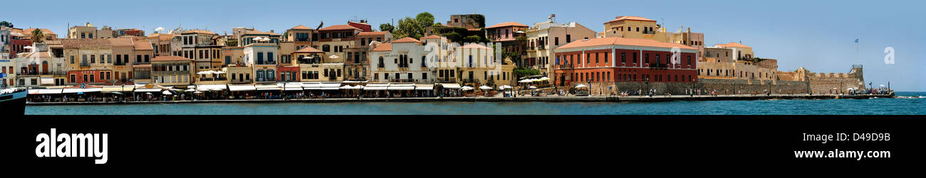 Vue panoramique sur le port de La Canée, Crète Banque D'Images