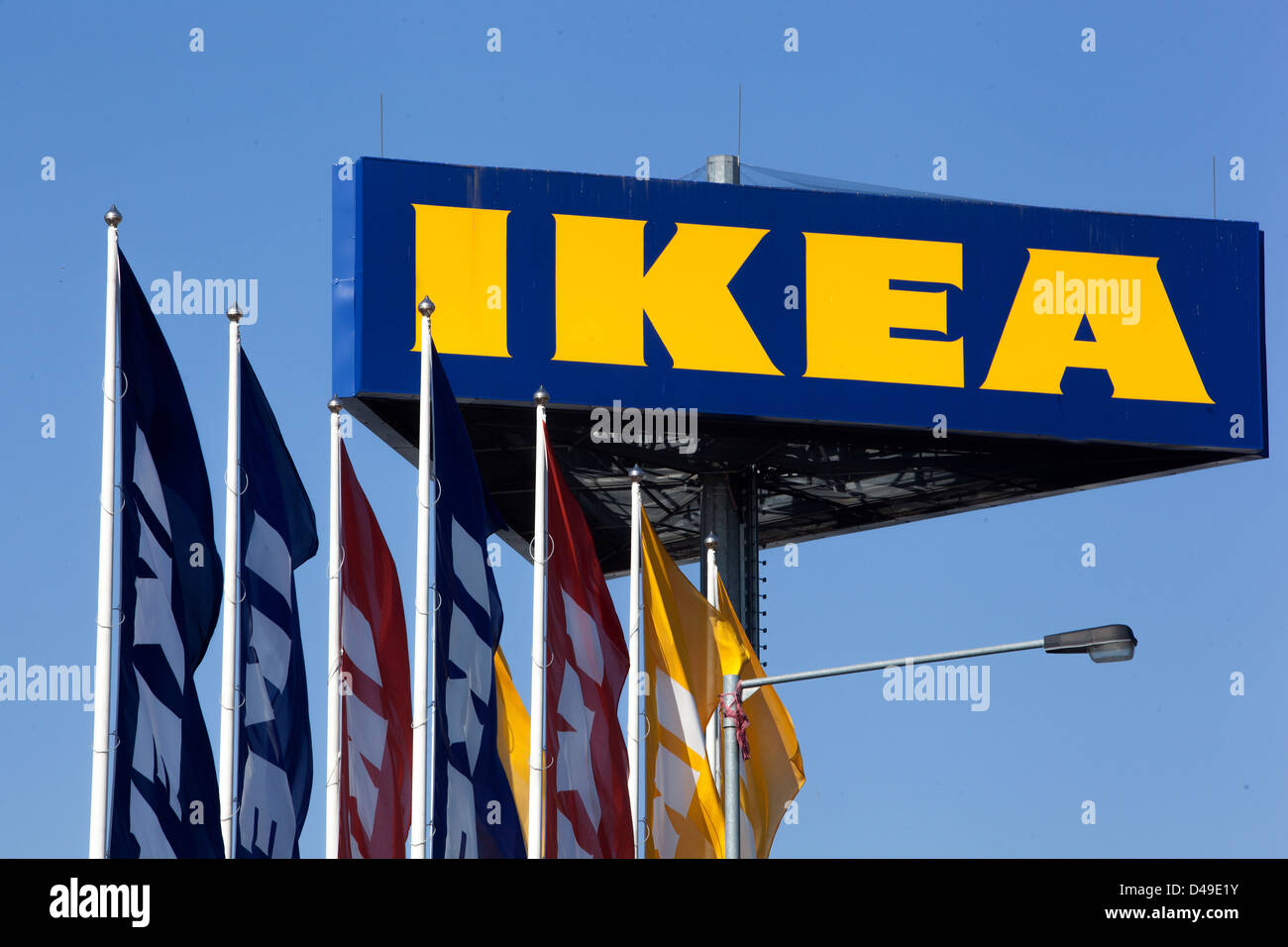 Logo ad IKEA, supermarché Prague Praha République Tchèque Banque D'Images