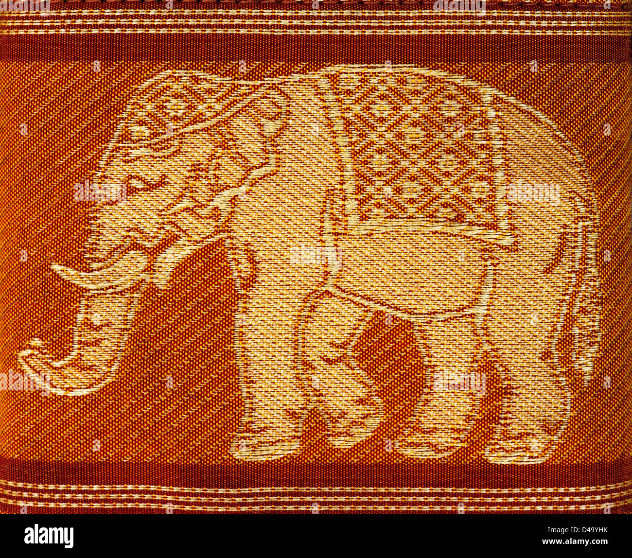 Tissu indien avec la conception de l'éléphant Banque D'Images