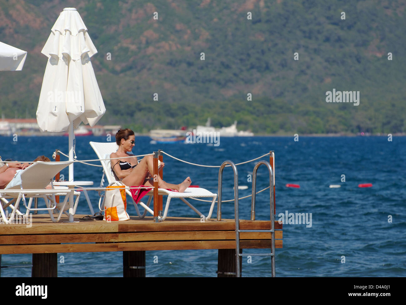 Plage, Marmaris, Turquie, l'Asie occidentale Banque D'Images