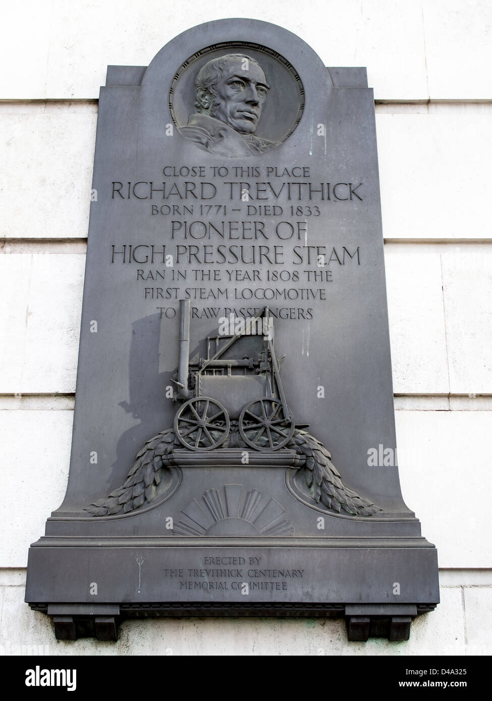 Plaque commémorative à Richard Trevithick. Banque D'Images