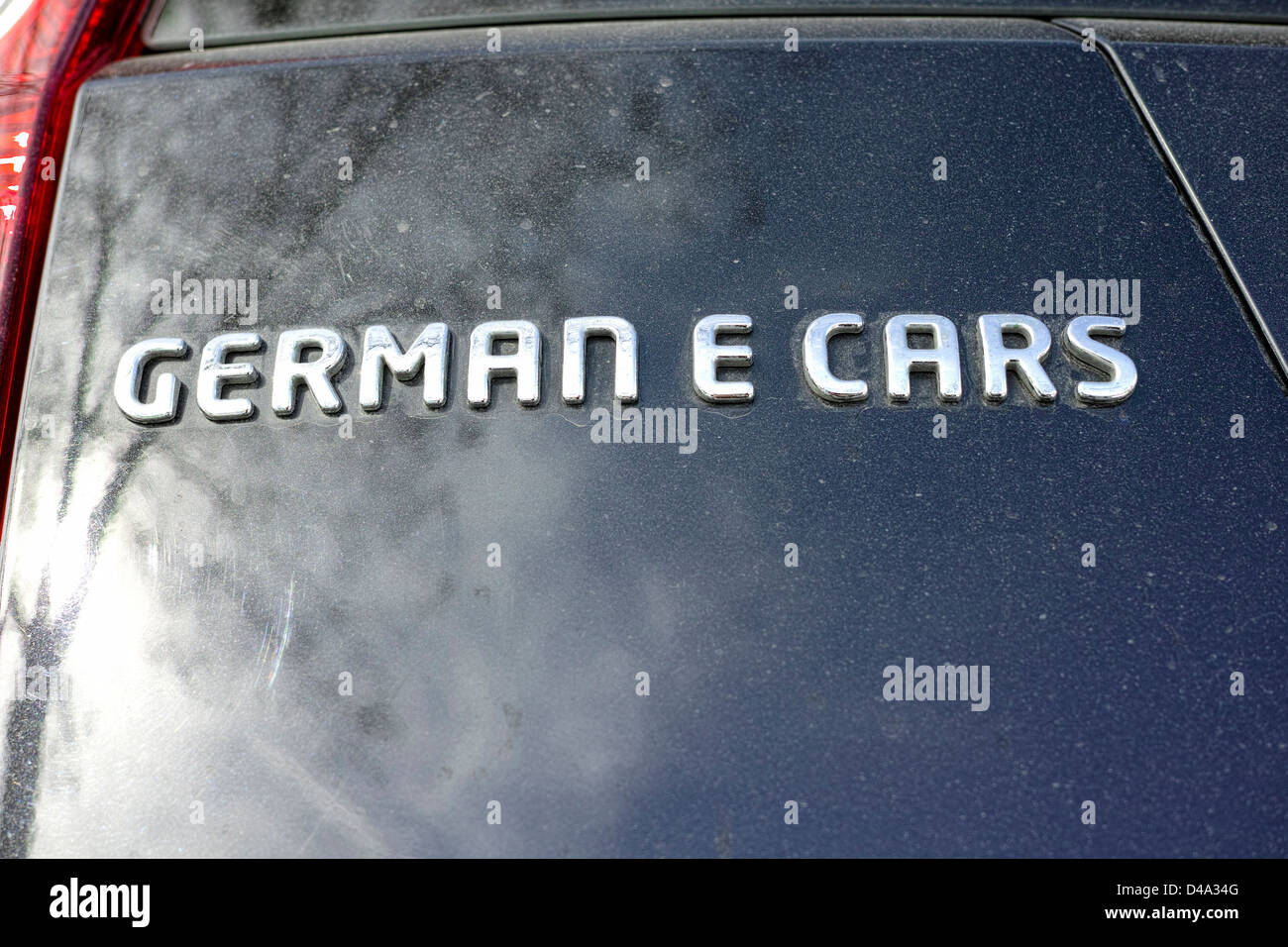 Allemand E Voitures logo sur une voiture électrique Siemens déplacer (Suzuki Splash plate-forme) Banque D'Images