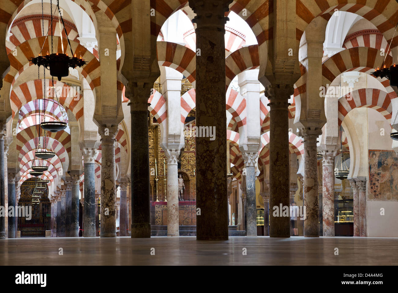 Colonnes de salle de prière à l'intérieur de la Grande Mosquée de Cordoue Banque D'Images