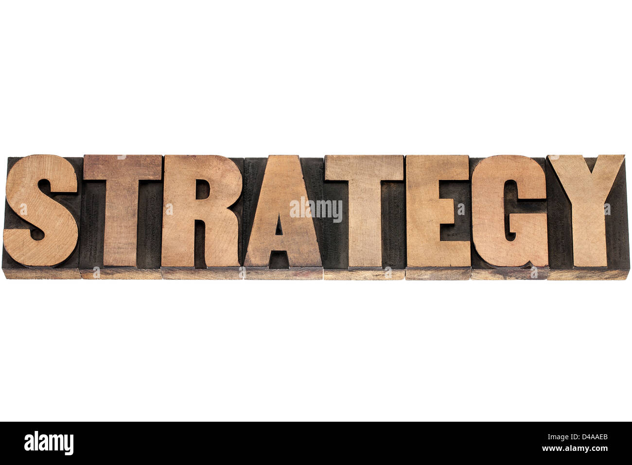 - Stratégie de mots isolés dans la typographie vintage type de blocs d'impression Banque D'Images