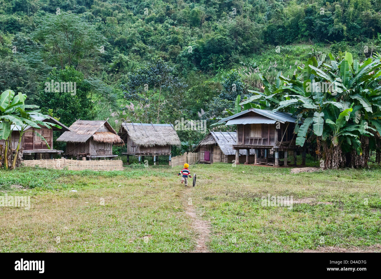 Village ethnique Khmu, Luang Nam Tha, Laos Banque D'Images