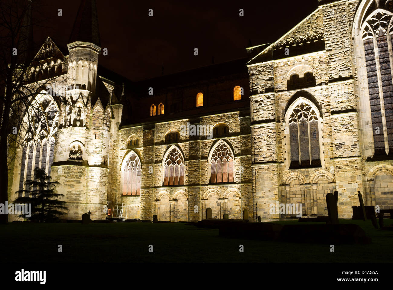 Catherdial à Durham, Durham Angleterre nuit Banque D'Images