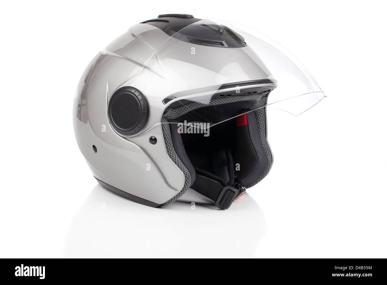 Brillant, gris isolé casque de moto Banque D'Images