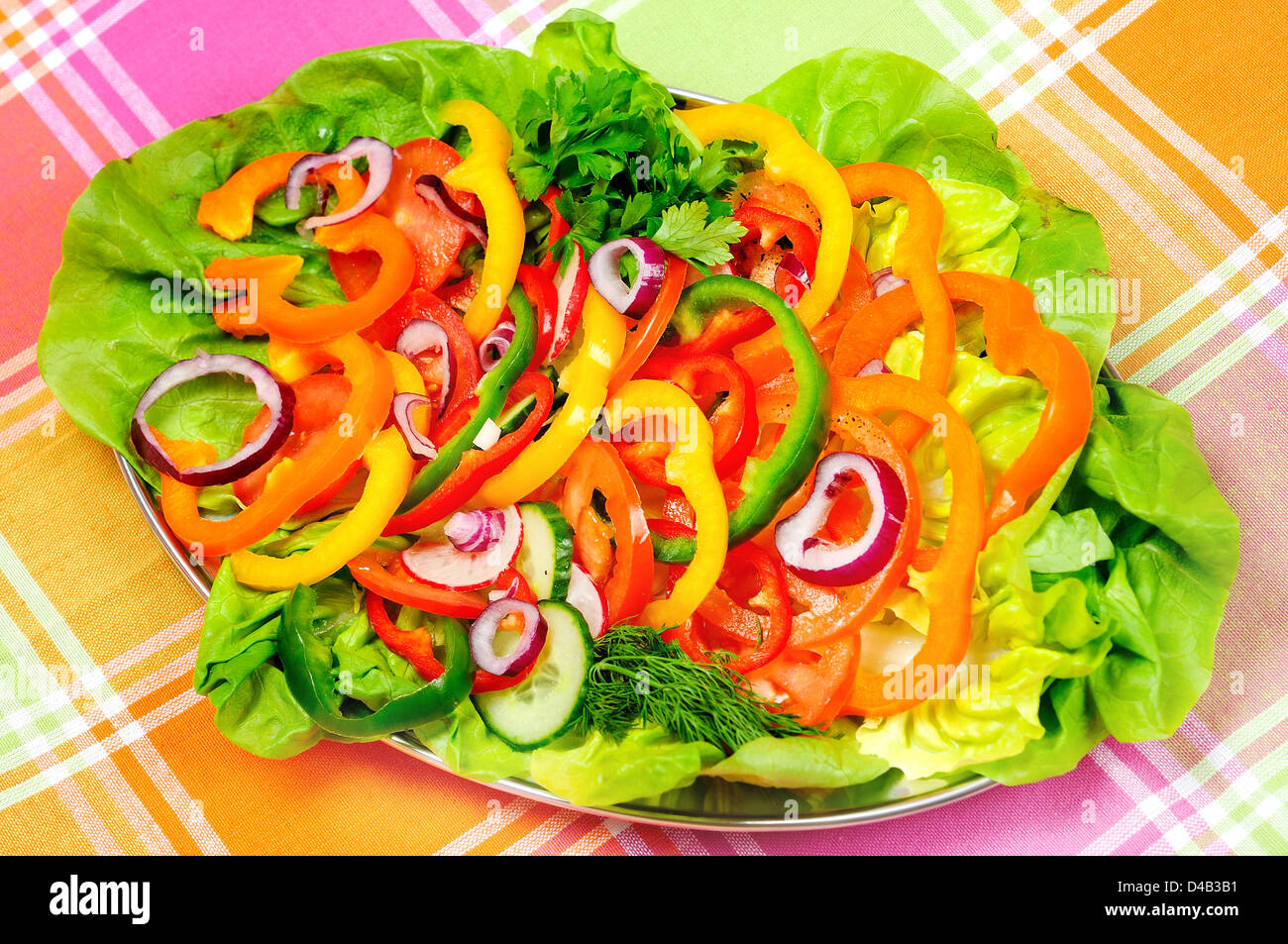 Plaque avec salade de légumes en rondelles Banque D'Images