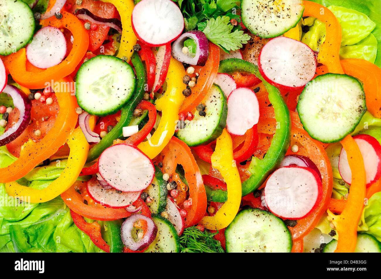 Plaque avec salade de légumes en rondelles Banque D'Images