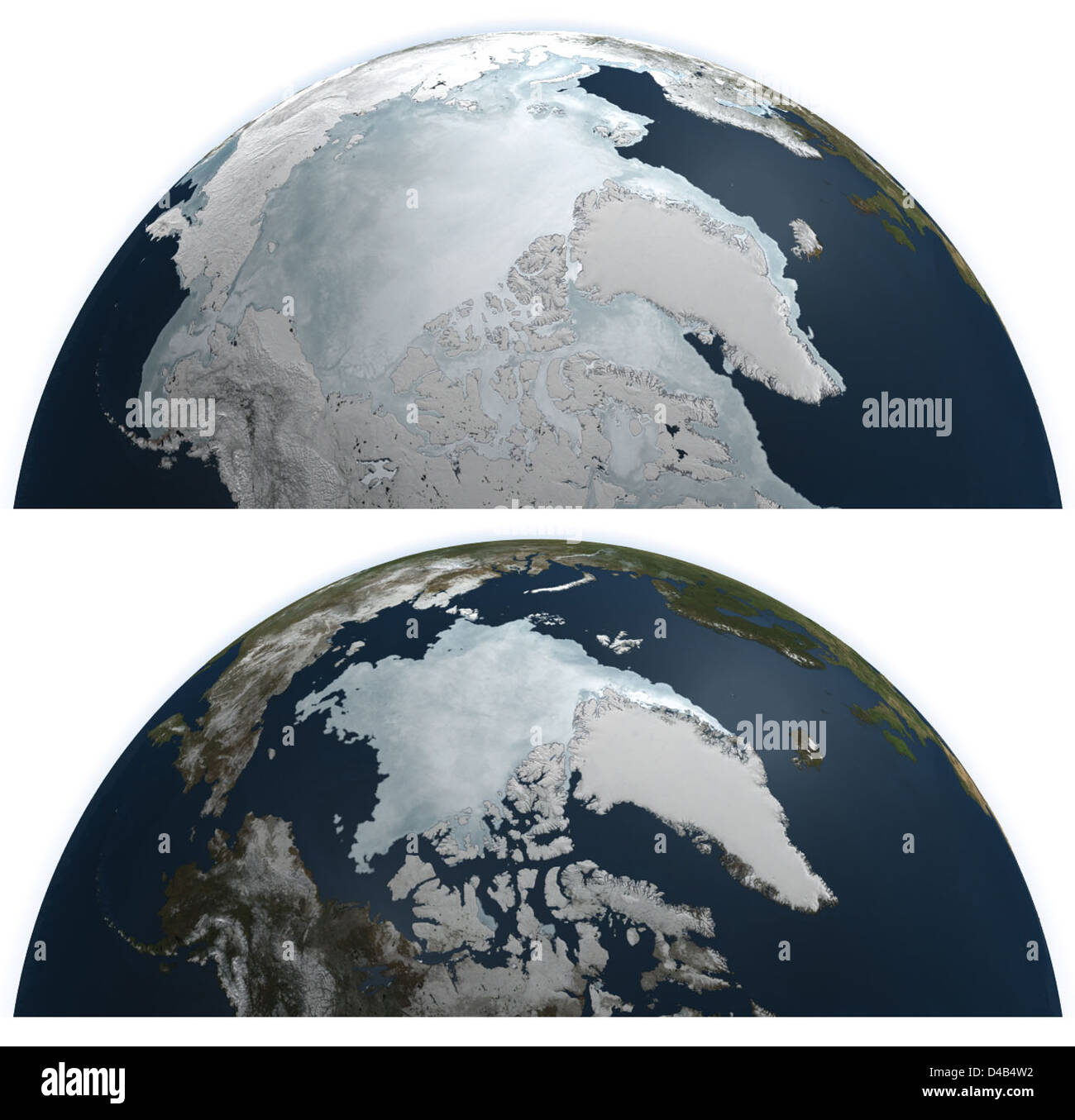 La glace de mer arctique 2011 Maximum et Minimum [diptyque] Banque D'Images