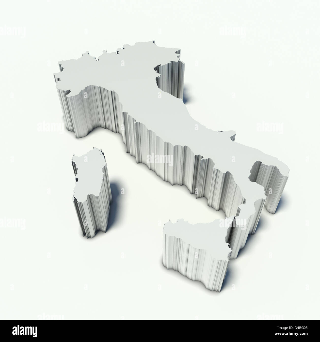 Carte de l'Italie en perspective et blanc Banque D'Images