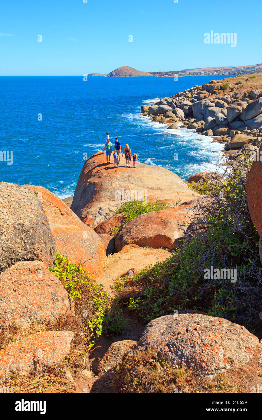 L'île de granit sur la péninsule de Fleurieu en Australie du Sud Banque D'Images