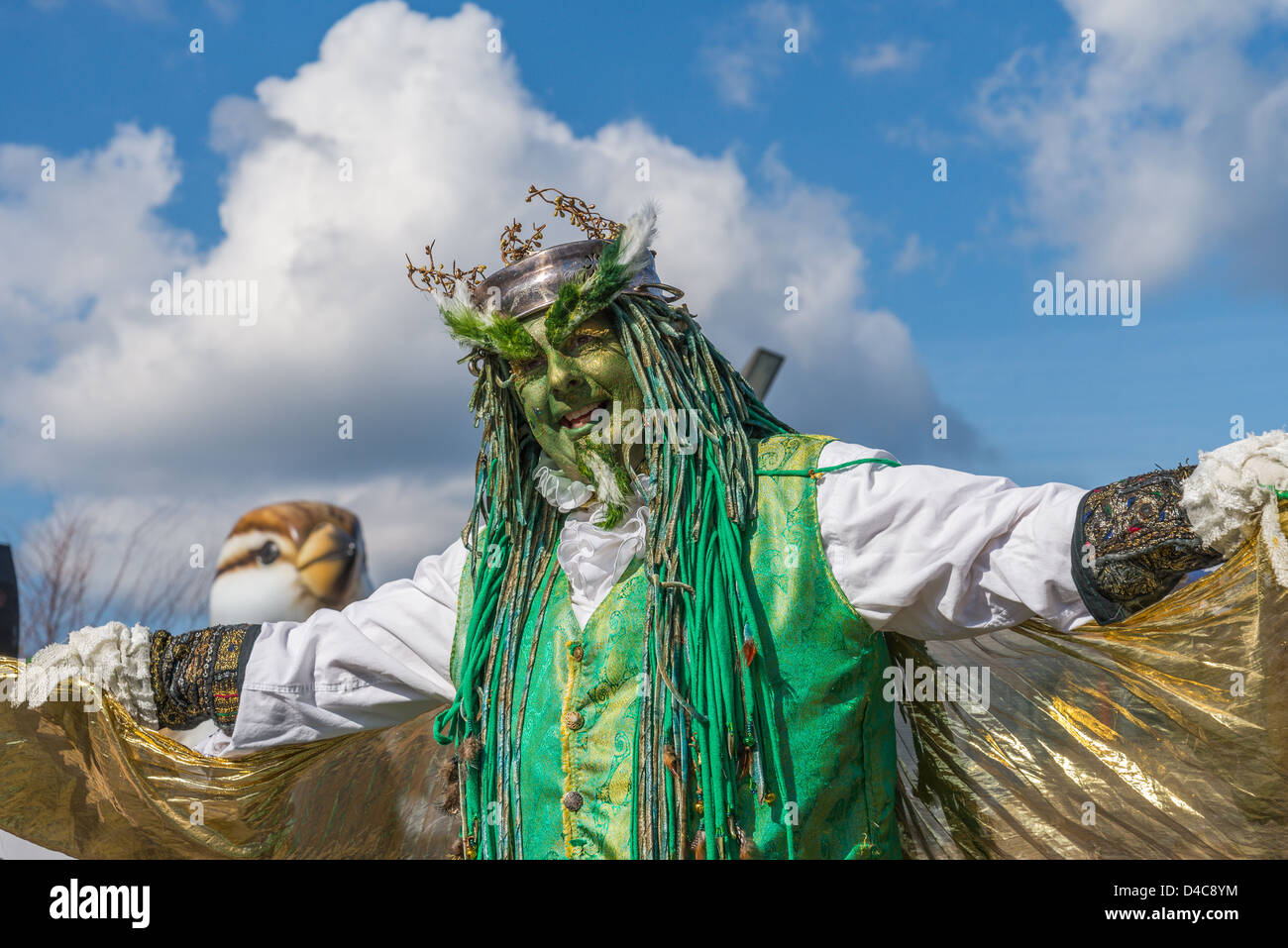 Comédien et conteur, John Conway, 'The Green Man', Celtic Festival, Vancouver, British Columbia, Canada Banque D'Images