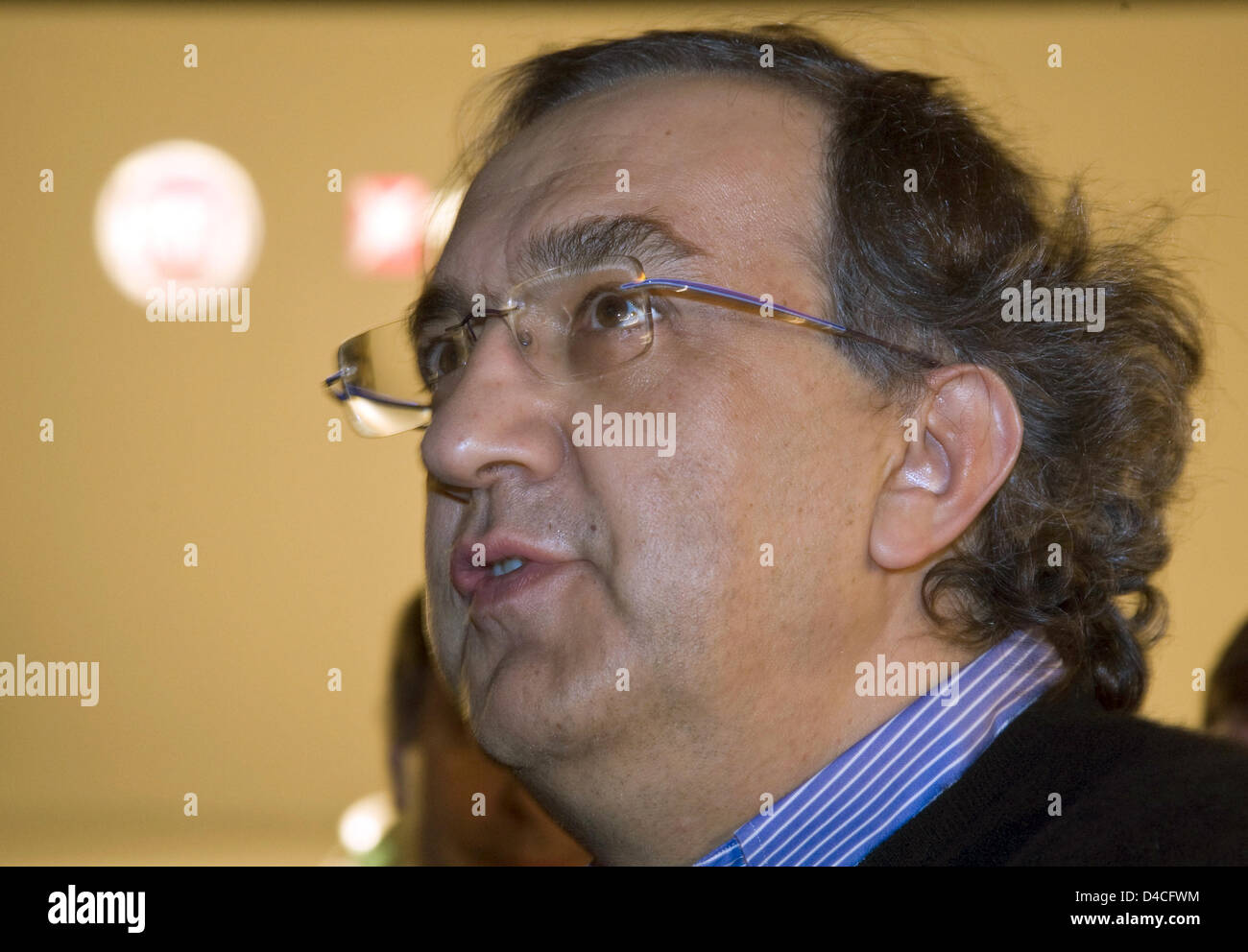 Sergio Marchionne, directeur général de Fiat, photographié lors de la société smallcar Nuova 500 est nommé "voiture de l'année 2008' à Berlin, Allemagne, 28 janvier 2008. Depuis 1964, 58 journalistes de premier plan dans toute l'Europe chaque année voter pour leur 'Voiture de l'année', le prix le plus important du secteur. Photo : Grimm par les pairs Banque D'Images