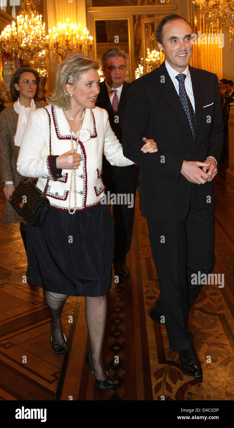 La Princesse Astrid et son mari le Prince Lorenz de Belgique, assister à la réception du Nouvel An de la famille royale au Palais Royal de Bruxelles, Belgique, 29 janvier 2008. Photo : Albert Nieboer Pays-bas OUT Banque D'Images