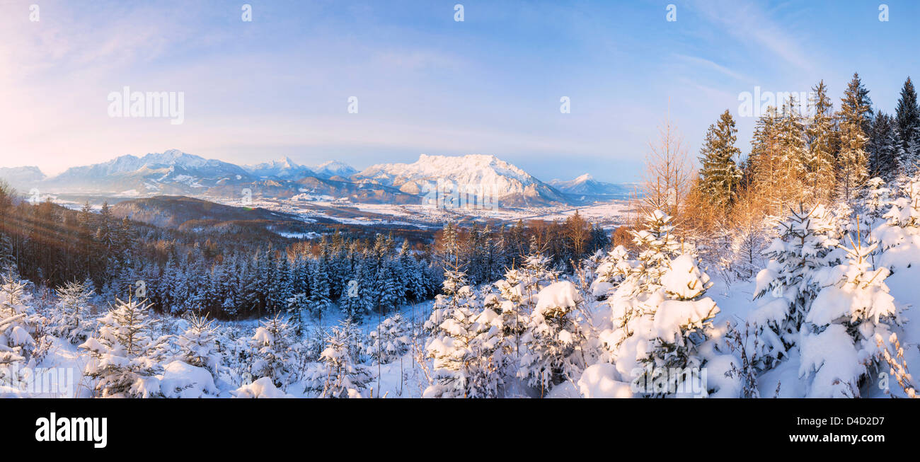 Vue de l'Untersberg, neige Alpes de Berchtesgaden Banque D'Images