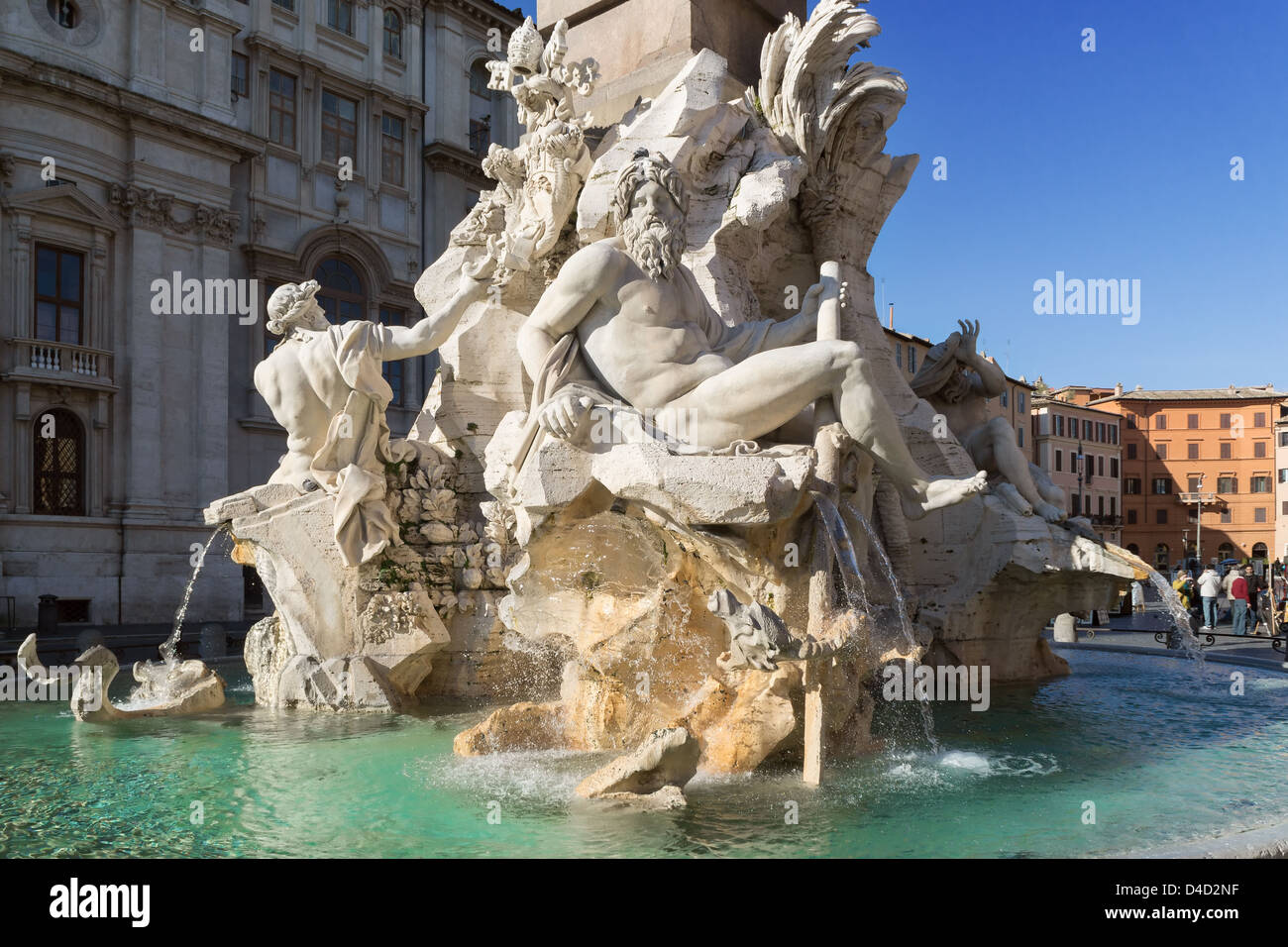 Fontana dei Quattro Fiumi, Piazza Navona, Rome, Italie Banque D'Images
