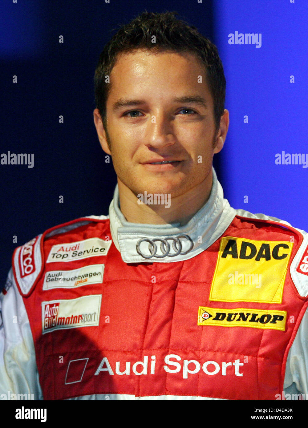 Le pilote de DTM Timo Scheider (Audi) est représenté à la présentation des pilotes à Duesseldorf, Gerrmany, 06 avril 2008. Photo : Roland Weihrauch Banque D'Images