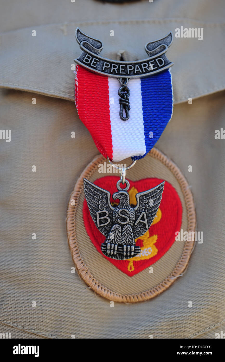 Boy Scouts of America close up d'un Eagle Scout avec broche Aigle Banque D'Images