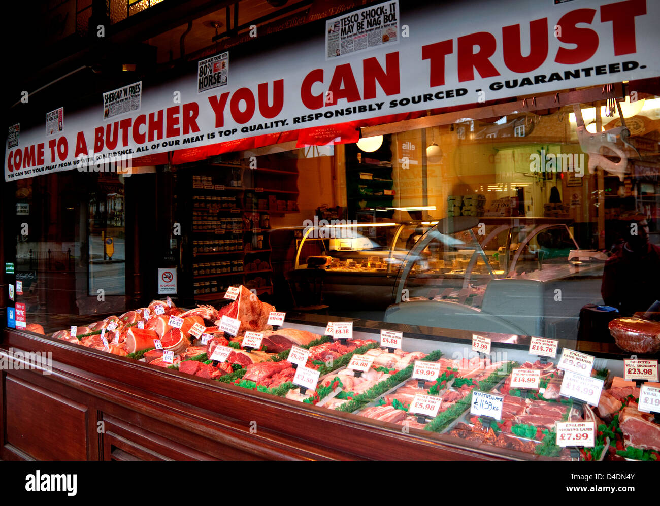 Les bouchers indépendants ont connu une augmentation au cours de la viande de cheval scandale, Londres Banque D'Images