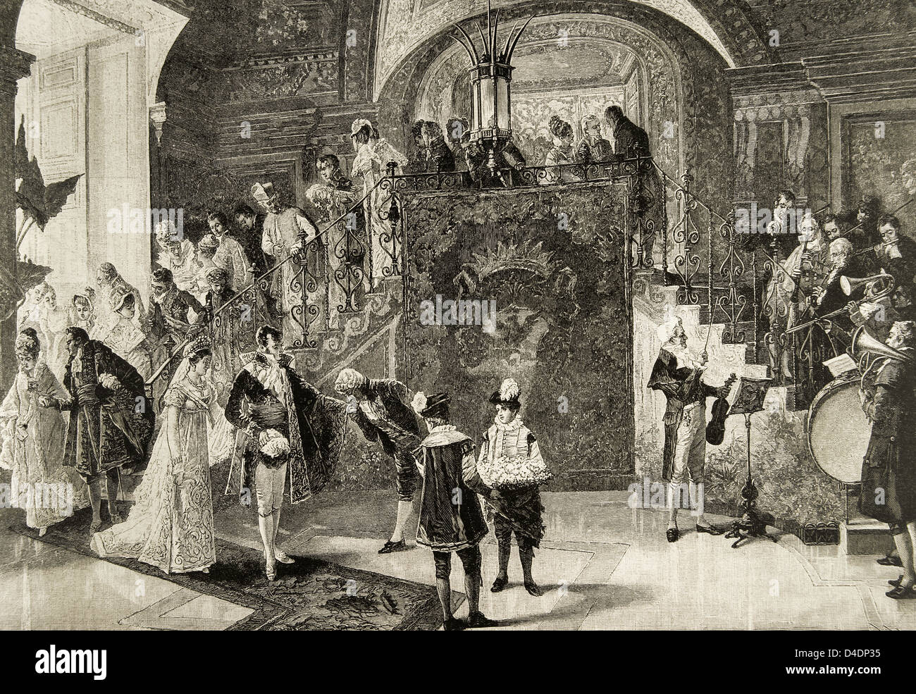 Mariage de Princesse Borghese à Rome. 18e siècle. Dans la gravure Illustration espagnole et américaine, 1889. Banque D'Images