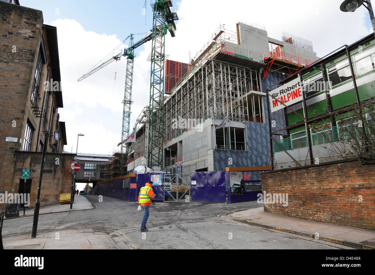 Construction du nouveau bâtiment à la Glasgow School of Art par Sir Robert McAlpine, Renfrew Street, Ecosse, Royaume-Uni Banque D'Images